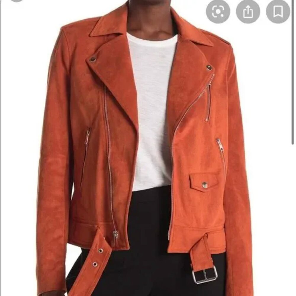 Theory Orange Suede Jacket